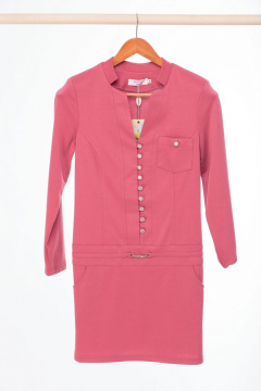 Трикотажное спортивное платье с карманами и отрезом по бёдрам Anelli 124 розовый - фото 4