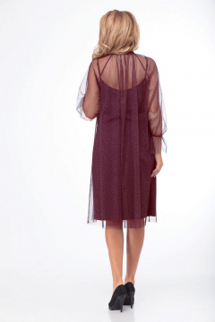 Платье свободного кроя с мерцающими вставками на каждый день Anelli 794 бордовый - фото 3