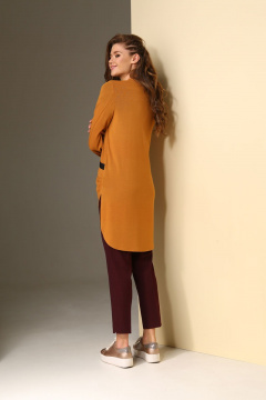 Блузон с кулиской и прорезными карманами для повседневной носки Golden Valley 36241 горчичный - фото 2