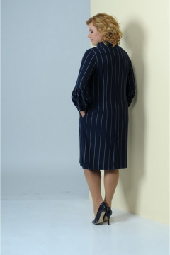 Деловое платье с капелькой и съемным галстуком Golden Valley 4417 т.сине-белый - фото 2