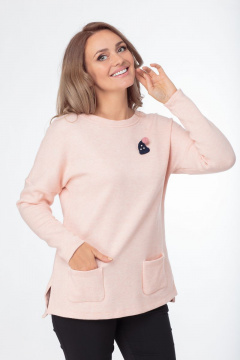 Демисезонный трикотажный джемпер с боковыми вырезами Anelli 426 пудра - фото 2