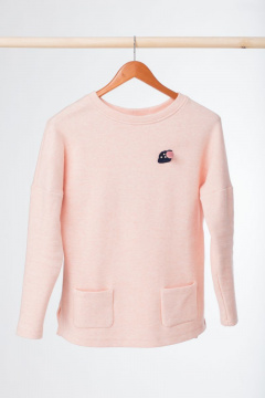 Демисезонный трикотажный джемпер с боковыми вырезами Anelli 426 пудра - фото 5