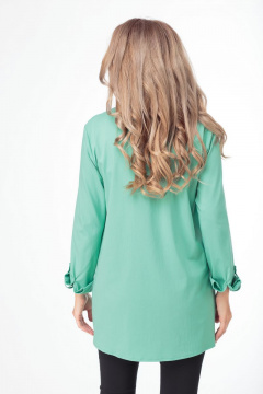 Зеленая блузка из мягкой ткани с складкой и V-образным вырезом Anelli 479 зеленый - фото 4