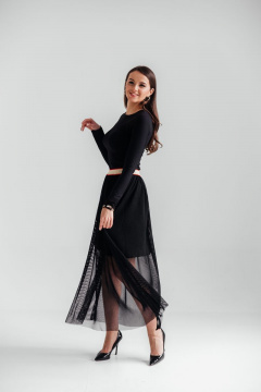 Юбка на подкладке с декоративной резинкой и длиной до колена Edibor 2004 черный - фото 2