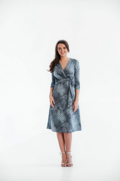 Платье из трикотажа с складками и поясом, трапециевидная юбка Edibor 2057 - фото 3