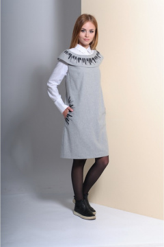 Демисезонный сарафан расширенного силуэта из текстиля Golden Valley 4414 светло-серый - фото 1