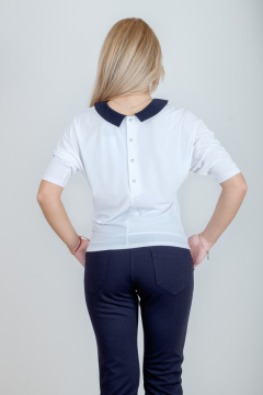 Круглогодичная белая блуза с зауженным рукавом 3/4 Mita КМ504 - фото 3