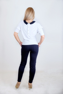 Брюки зауженные к низу из трикотажа с карманами Mita ЖМ872 т.синий - фото 4