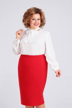 Блуза женская из шифона с воротником-бант и сборками Swallow 235 белый - фото 1