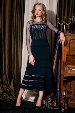 Платье из вискозы в стиле нарядный Barbara Geratti С2703BG т.синий - фото 1