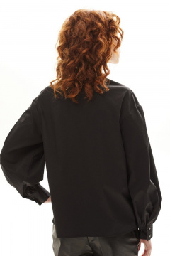 Деловая чёрная блуза с защипами из хлопка Golden Valley 2311 черный - фото 5