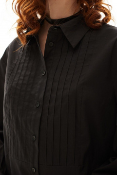 Деловая чёрная блуза с защипами из хлопка Golden Valley 2311 черный - фото 3