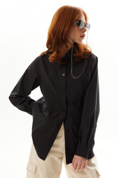 Рубашка деловая из хлопка с накладным карманом Golden Valley 2313 черный - фото 1