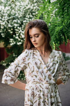 Платье с приталенной линией и мягким сбором из искусственной замши GlasiO 5870- - фото 4