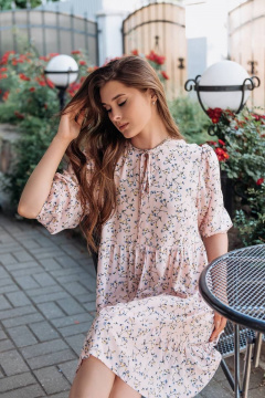 платье свободного кроя из стрэйчевой ткани с воланом GlasiO 5874- - фото 4