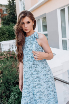 платье свободного кроя из штапеля с бретелью-перекрутом GlasiO 5875- - фото 2