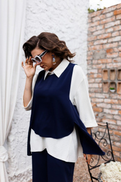 Блуза, брюки, жилет Romanovich Style 3-2510 синий+белый - фото 4