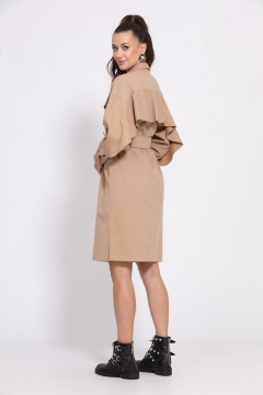 Платье с спущенным плечом, накладными карманами и разрезами Твой имидж 1560 песочный - фото 3