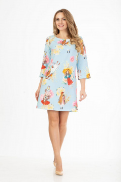 Платье с геометричным принтом и разрезом в юбке Anelli 810 зонтики - фото 1