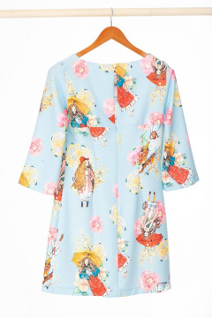 Платье с геометричным принтом и разрезом в юбке Anelli 810 зонтики - фото 4