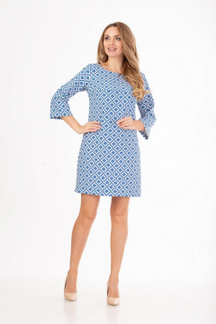 Платье с принтом «девочка с зонтиком» на кружевных вставках Anelli 810 геометрия - фото 1