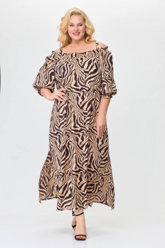 Платье Abbi 1011 бежево-черный - фото 1