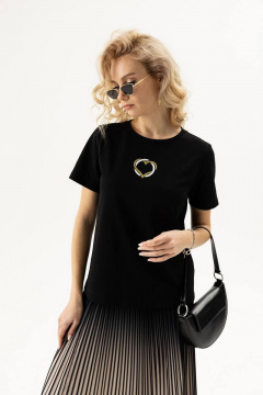 Летний хлопковый джемпер с золотым принтом и круглым вырезом Femme & Devur 30775 1.3F(170) - фото 1