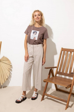 Летний хлопковый джемпер и майка в коричневом цвете Femme & Devur 30724 1.31F(170) - фото 5