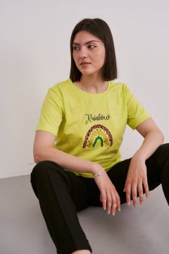 Летний хлопковый джемпер и майка в ярком желтом цвете Femme & Devur 30533 1.46F(170) - фото 2