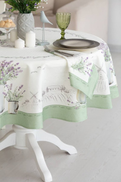 Круглая лавандовая скатерть в стиле прованс Listelle 511903 - фото 2