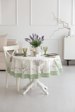 Круглая лавандовая скатерть в стиле прованс Listelle 511903 - фото 1