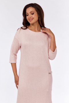 Платье трикотажное с карманом и боковым разрезом Michel chic 2135 светло-розовый - фото 5