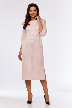 Платье трикотажное с карманом и боковым разрезом Michel chic 2135 светло-розовый - фото 1