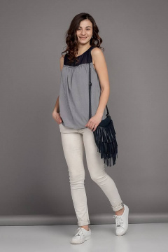 Летняя молодежная безрукавная блуза из текстиля с кокетками Соджи 397 - фото 2