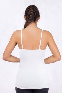 Маечная топ из хлопка на узких бретелях Verally 304-4 белый - фото 2