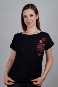 Хлопковый джемпер с коротким рукавом и простым кроем Verally 433П-2 сердце - фото 1