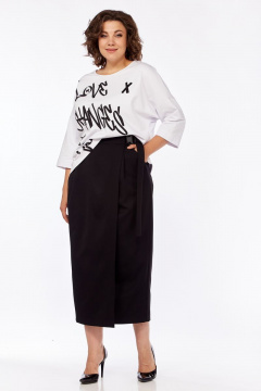 Джемпер с принтом и юбка макси из костюмной ткани Michel chic 1348 белый,черный - фото 5
