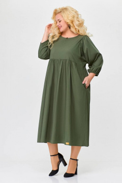 Платье прямого силуэта из хлопка Swallow 675 хаки - фото 4