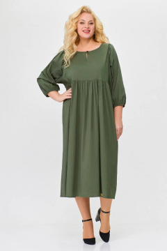 Платье прямого силуэта из хлопка Swallow 675 хаки - фото 2