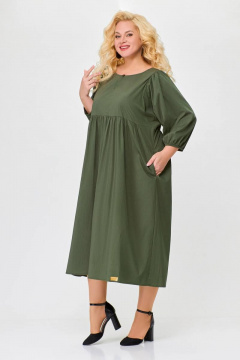 Платье прямого силуэта из хлопка Swallow 675 хаки - фото 3