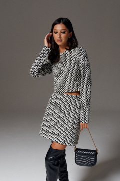 Юбка мини с принтом черно-белые сердца 45 см ANNETE A438 - фото 2