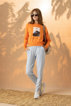 Брюки на эластичной тесьме из трикотажа для повседневной носки Barbara Geratti С1199Н BG серо-голубой - фото 1