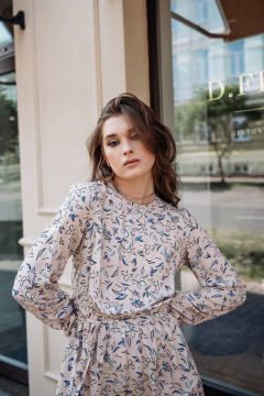 Платье из штапеля с а-образным силуэтом и поясом GlasiO 5880- - фото 4