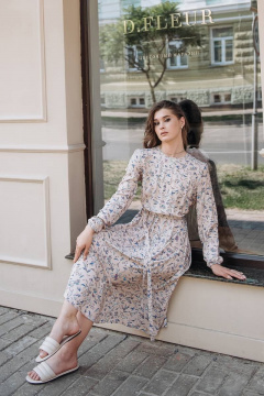 Платье из штапеля с а-образным силуэтом и поясом GlasiO 5880- - фото 2