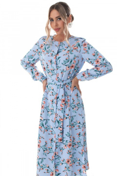 Платье с разрезами и съемным поясом в голубом цвете Golden Valley 4922 голубой - фото 2