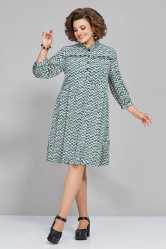 Демисезонное платье свободного кроя с принтом и воланом Mira Fashion 5292 - фото 1