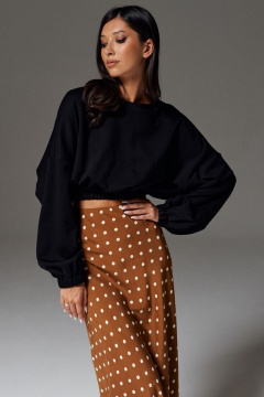 Круглогодичный черный трикотажный джемпер свободного кроя ANNETE A766 - фото 1