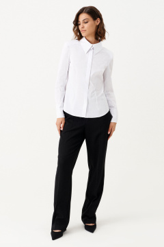 Демисезонная белая блузка с нагрудными вытачками и стойкой Панда 150140w белый - фото 2