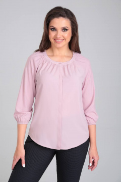 Деловая блуза из креп-шифона с рукавом реглан 3/4 LeNata 12104 пудра - фото 1
