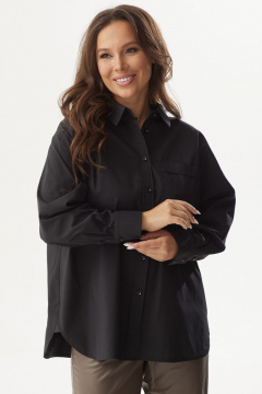 Блуза свободного кроя из хлопка с накладным карманом Магия моды 2305 черный - фото 3